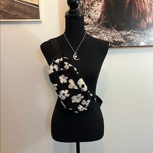 Floral Sherpa crossbody bag